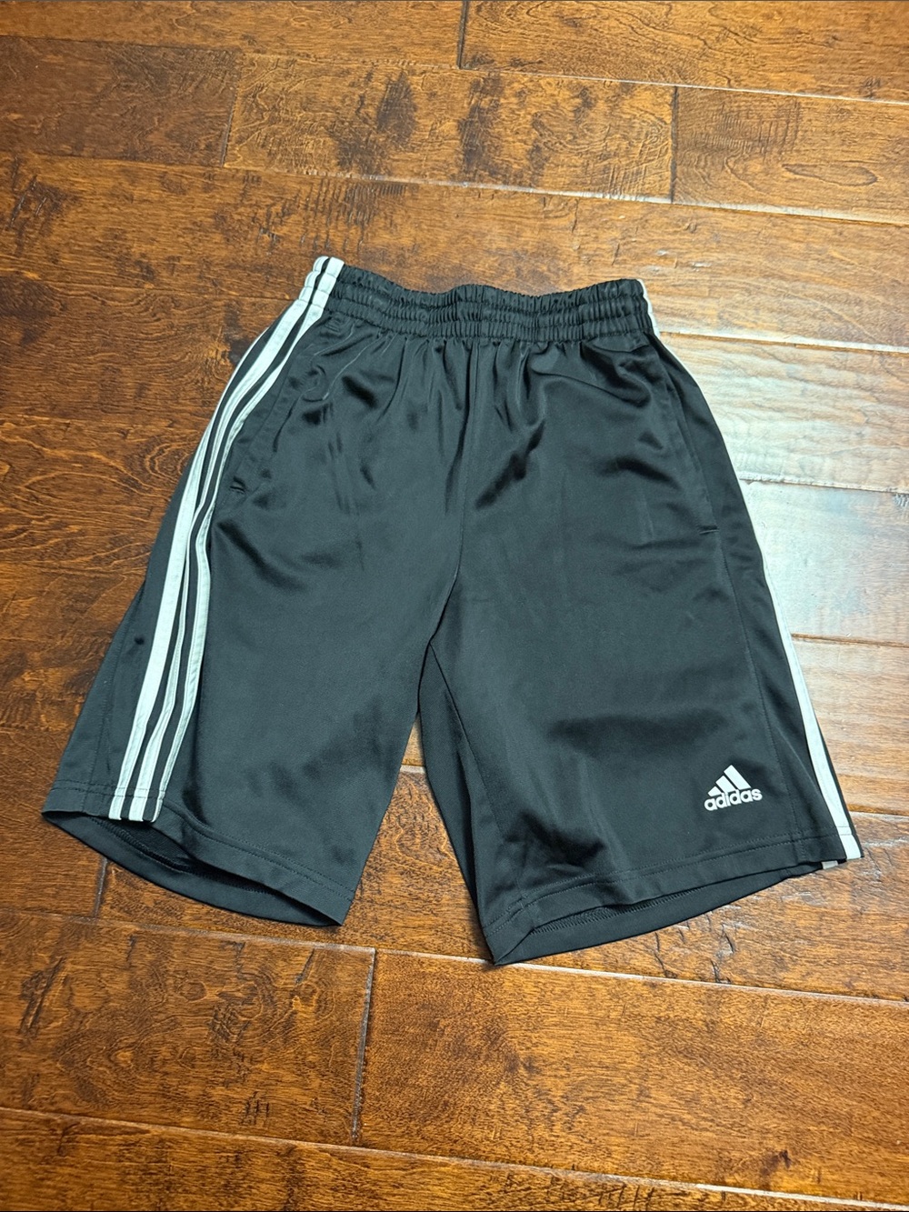 adidas Black Athletic Shorts with White Side Stripes